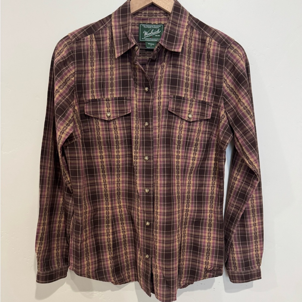 Woolrich NWT S Women's Mercer Plaid Western Wear Button Down With Pearl‎ Snaps